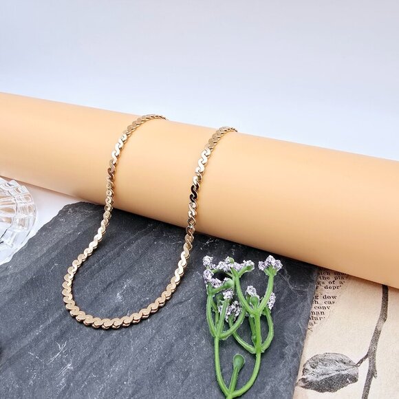 Flat Polished Rose Gold Chain Necklace – 19.7 Inch Bold Statement, XPNL0012 - Picture 6 of 12
